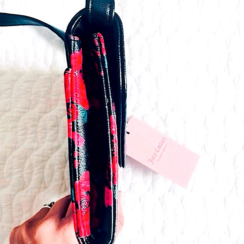 Juicy Couture black and red floral crossbody purse - Picture 5 of 10